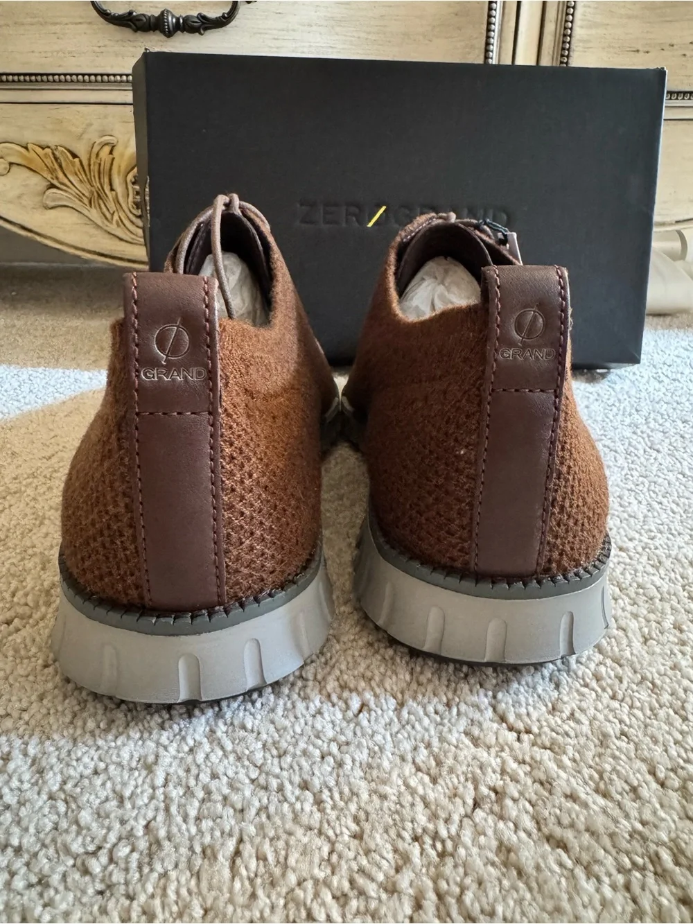 Cole Haan Brown Knit Zerogrand Lace-Up Sneakers